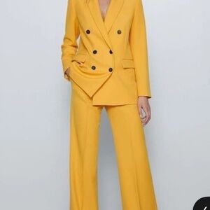 Zara Yellow Double-Breasted Women's Suit